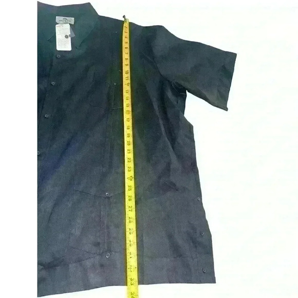 NWT Mojito 100% Linen Short Sleeve Black Button Down Size 8X XXXXXXXXL - Picture 3 of 6